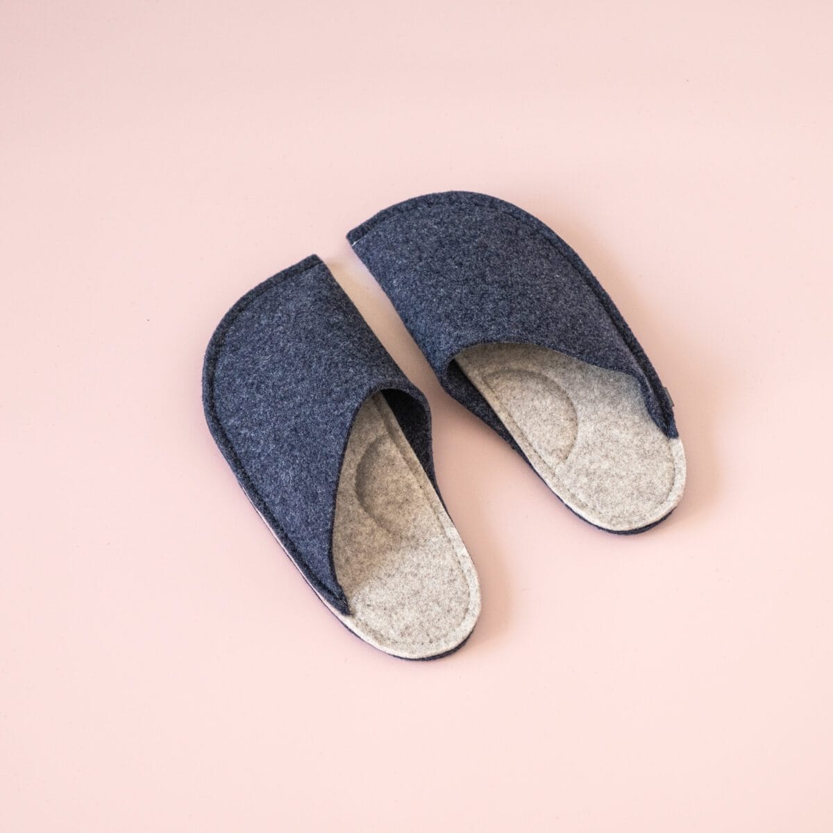 Navy blue and cream white slippers
