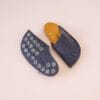 Navy blue and curcuma yellow slippers
