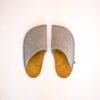 Curcuma Yellow and Grayish Brown wool felt slippers